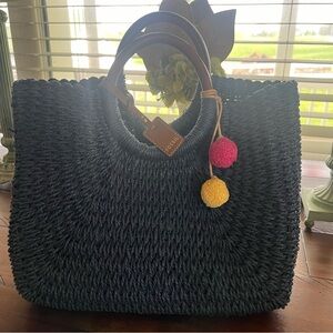 Fossil brand, navy blue straw purse.